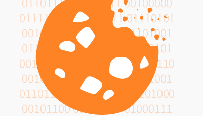 Cookie graphic with random binary code in the background
